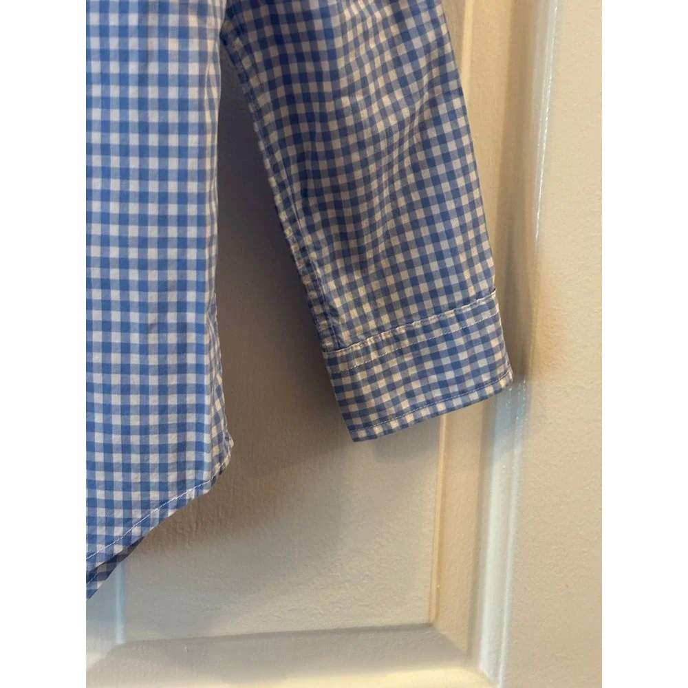 Ralph Lauren Boys Blue Gingham Button Down Shirt Long Sleeve Cotton Size 5